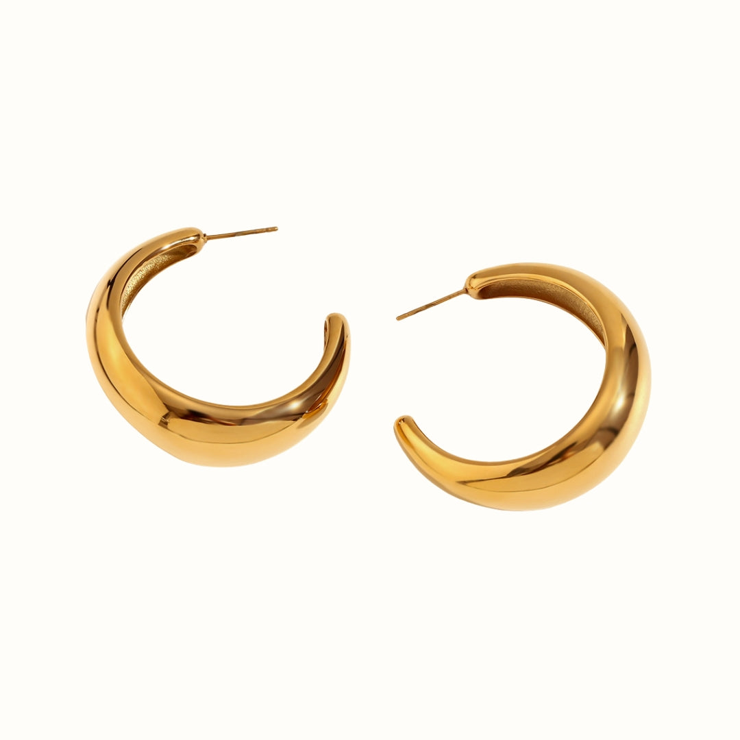 Luna Curve Øreringe 18K Guldbelagt