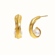 Wave Pearl Øreringe 18K Guldbelagt