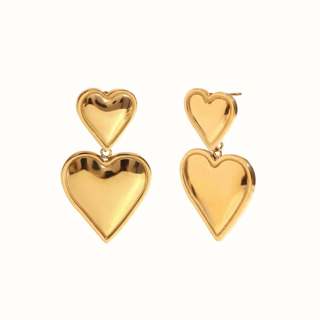 Heart Drop Øreringe 18K Guldbelagt