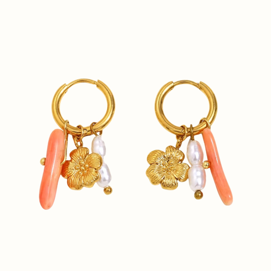 Blossom Charm Hoop Øreringe 18K Guldbelagt