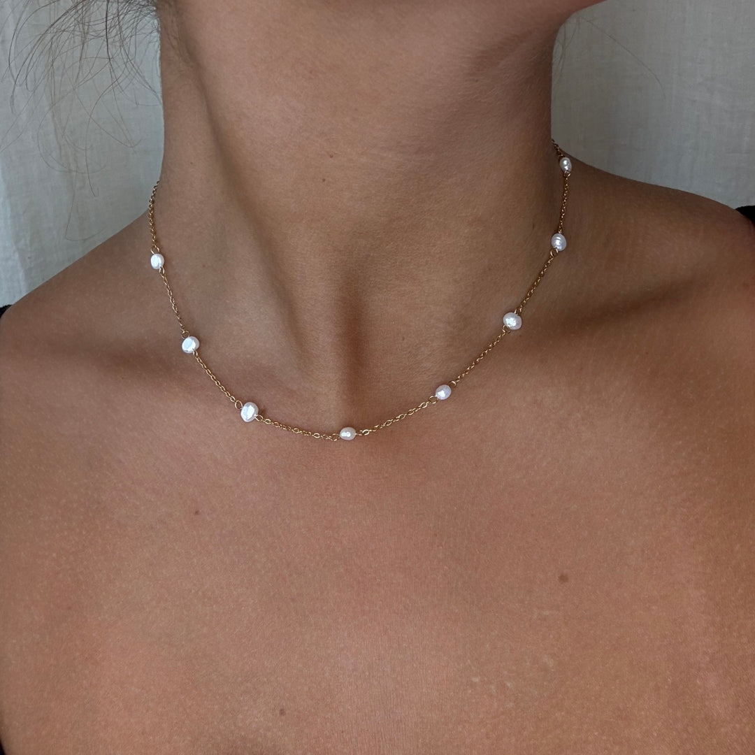 Floating Pearl Halskæde 18K Guldbelagt