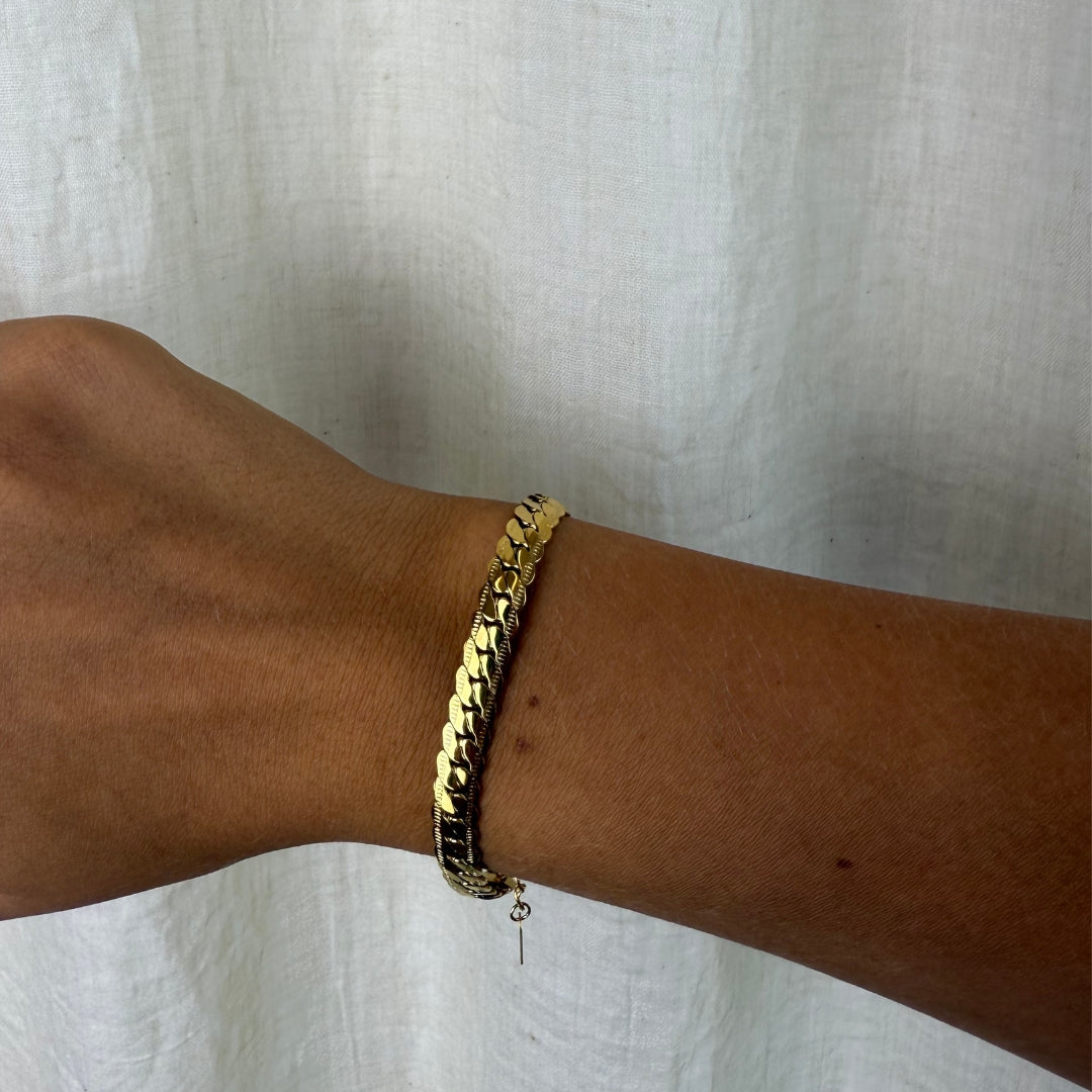 Double Curb Armbånd 18K Guldbelagt