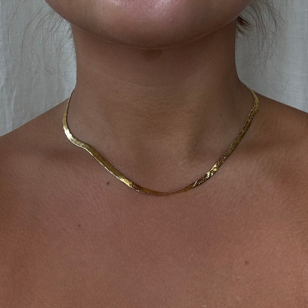 Water Wave Snake Chain Halskæde 18K Guldbelagt