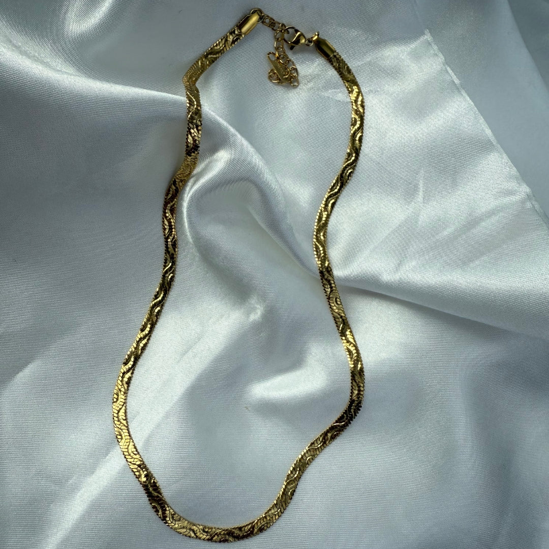 Water Wave Snake Chain Halskæde 18K Guldbelagt