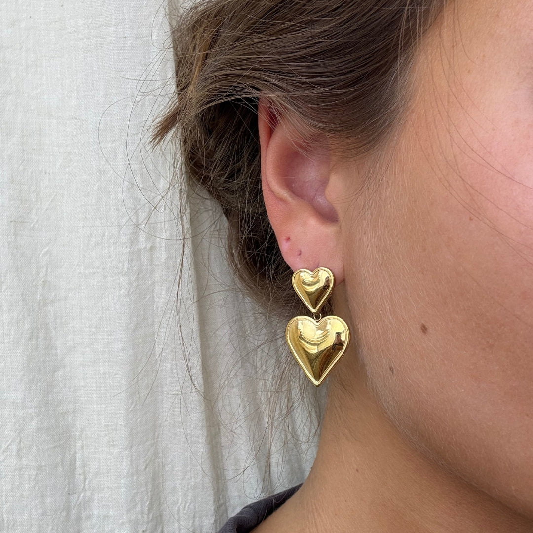 Heart Drop Øreringe 18K Guldbelagt