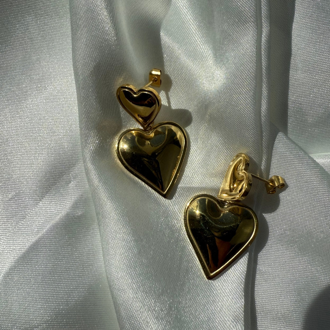 Heart Drop Øreringe 18K Guldbelagt