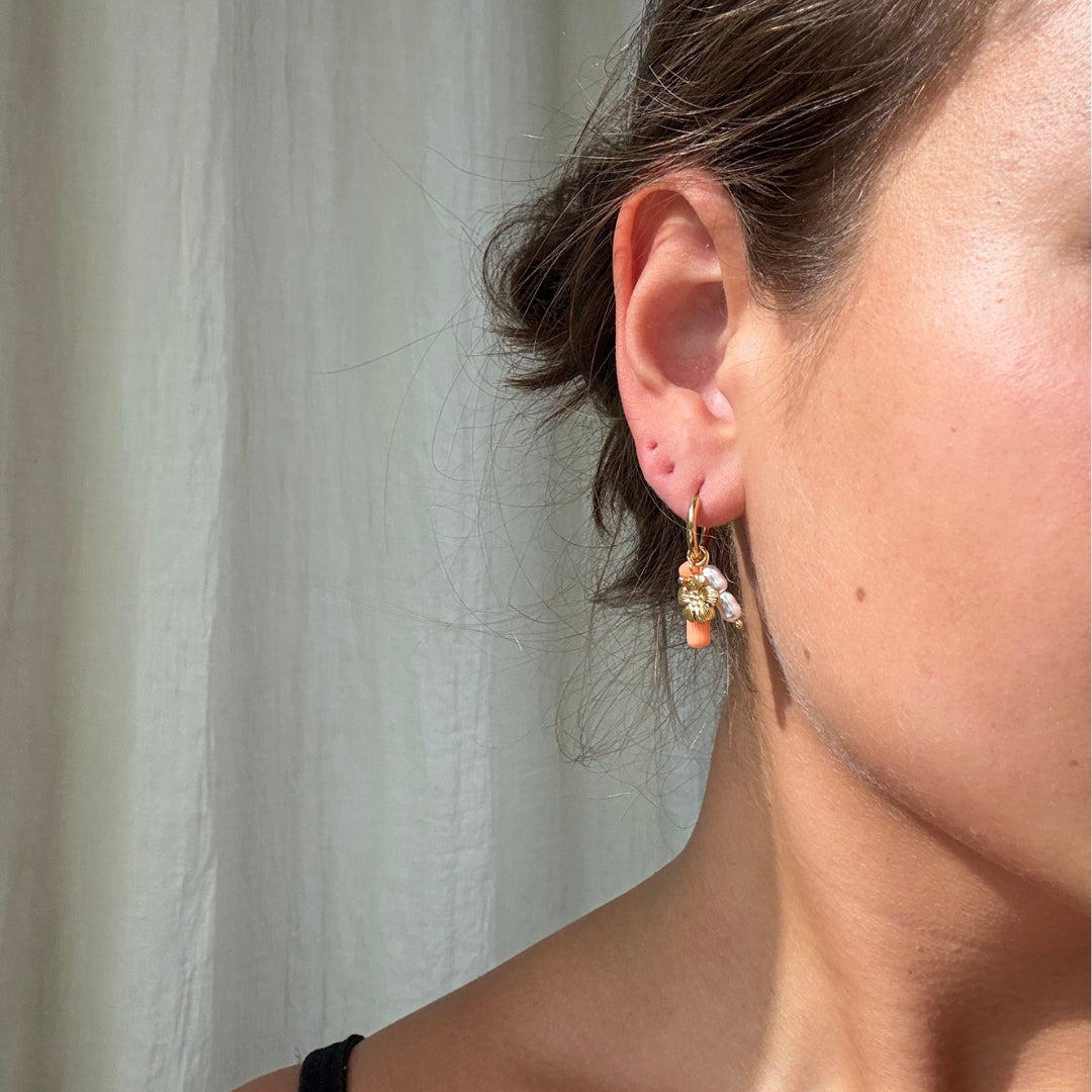 Blossom Charm Hoop Øreringe 18K Guldbelagt