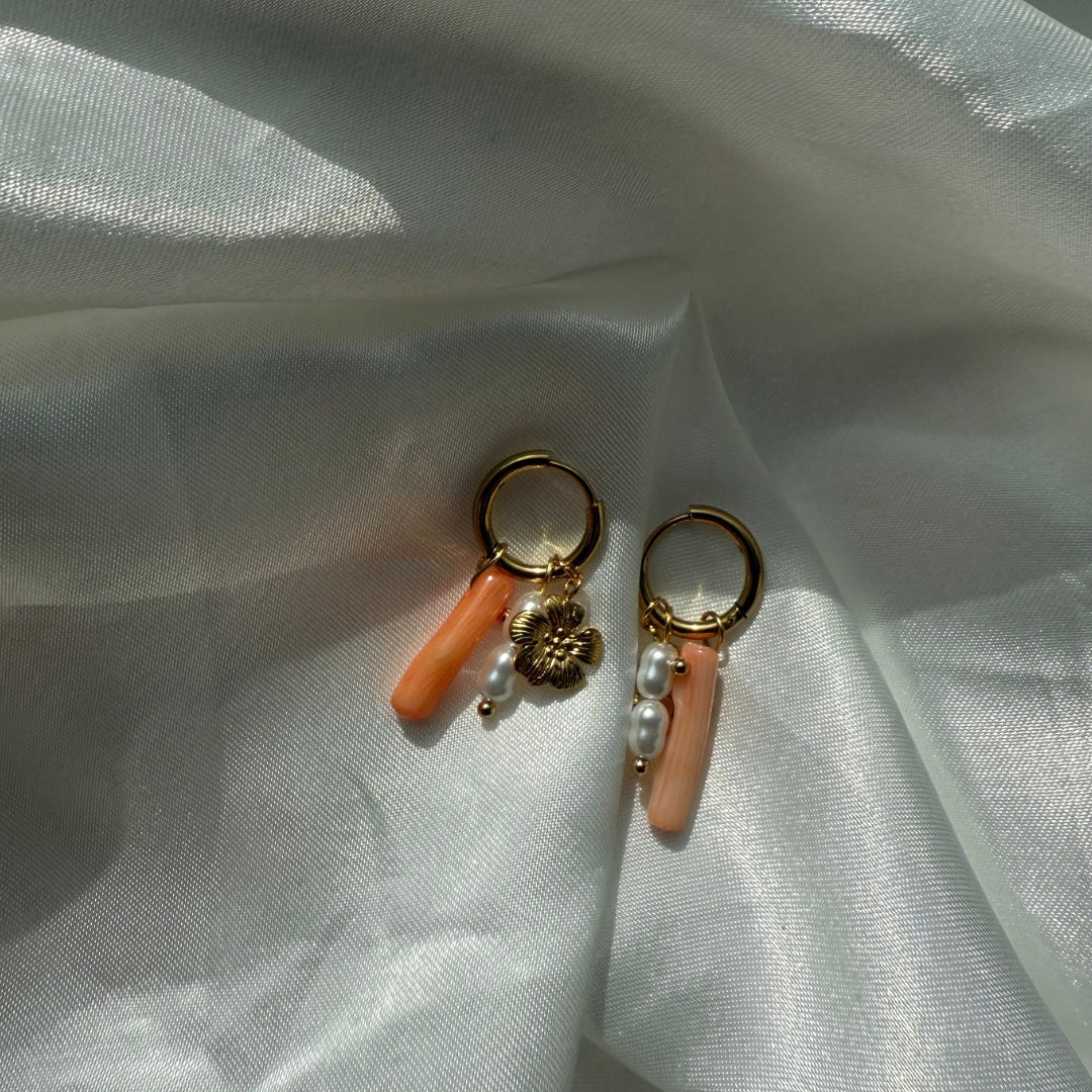 Blossom Charm Hoop Øreringe 18K Guldbelagt