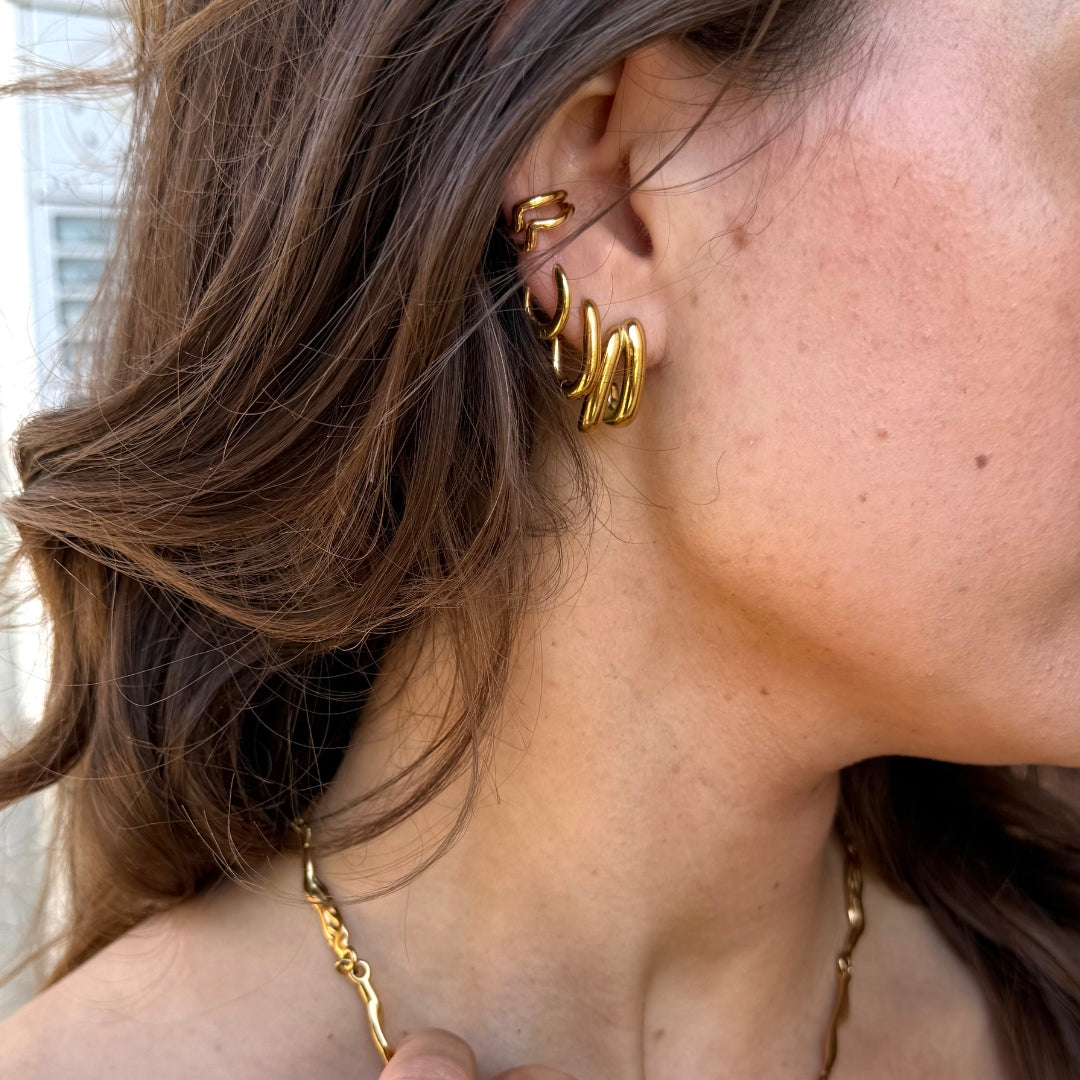 Double Wave Ear Cuff 18K Guldbelagt