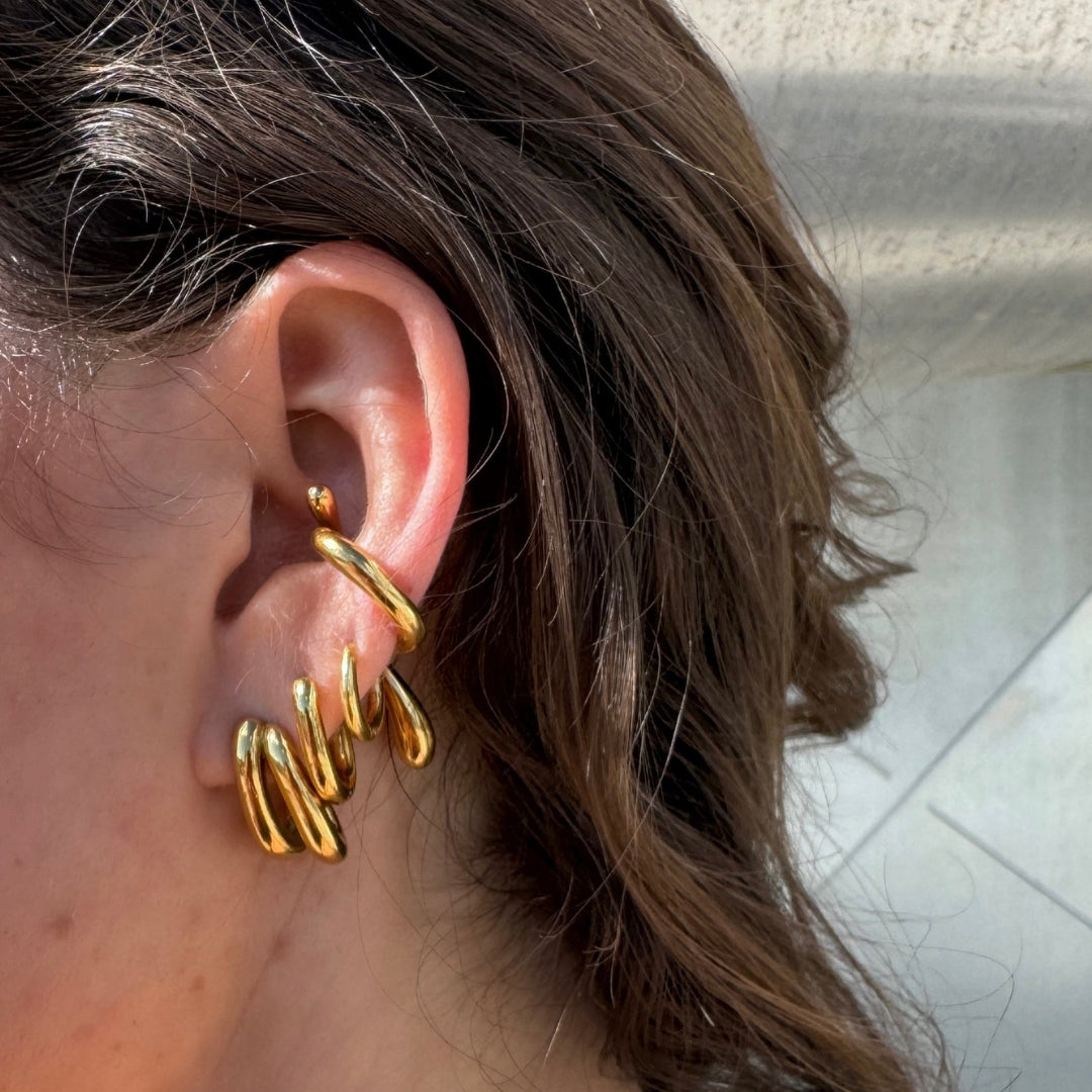 Flow Ear Cuff Sæt – 18K Guldbelagte