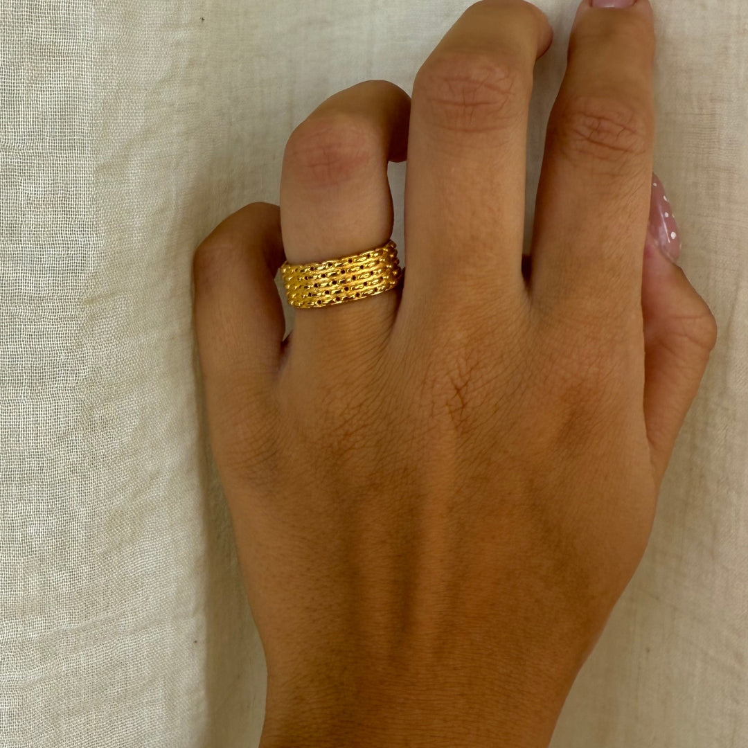 Chain Texture Ring 18K Guldbelagt