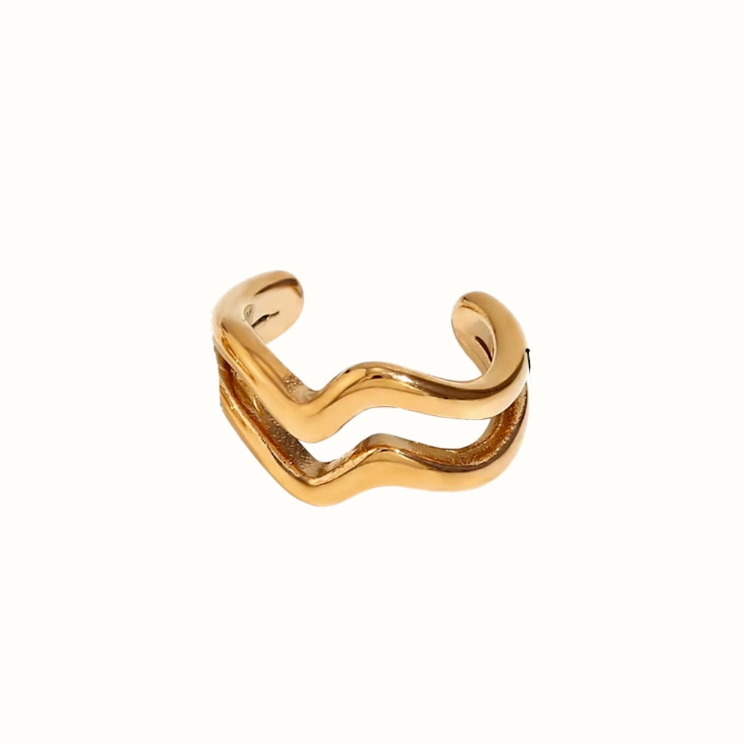 Double Wave Ear Cuff 18K Guldbelagt