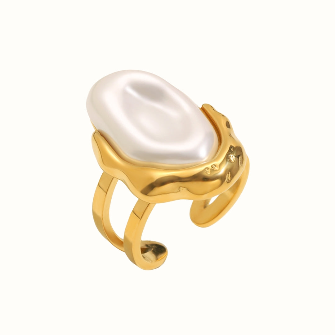 Baroque Pearl Statement Ring – Justerbar 18K Guldbelagt