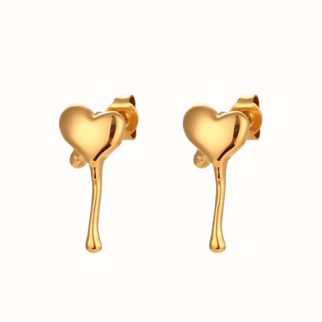 Drip Heart Øreringe – 18K Guldbelagt