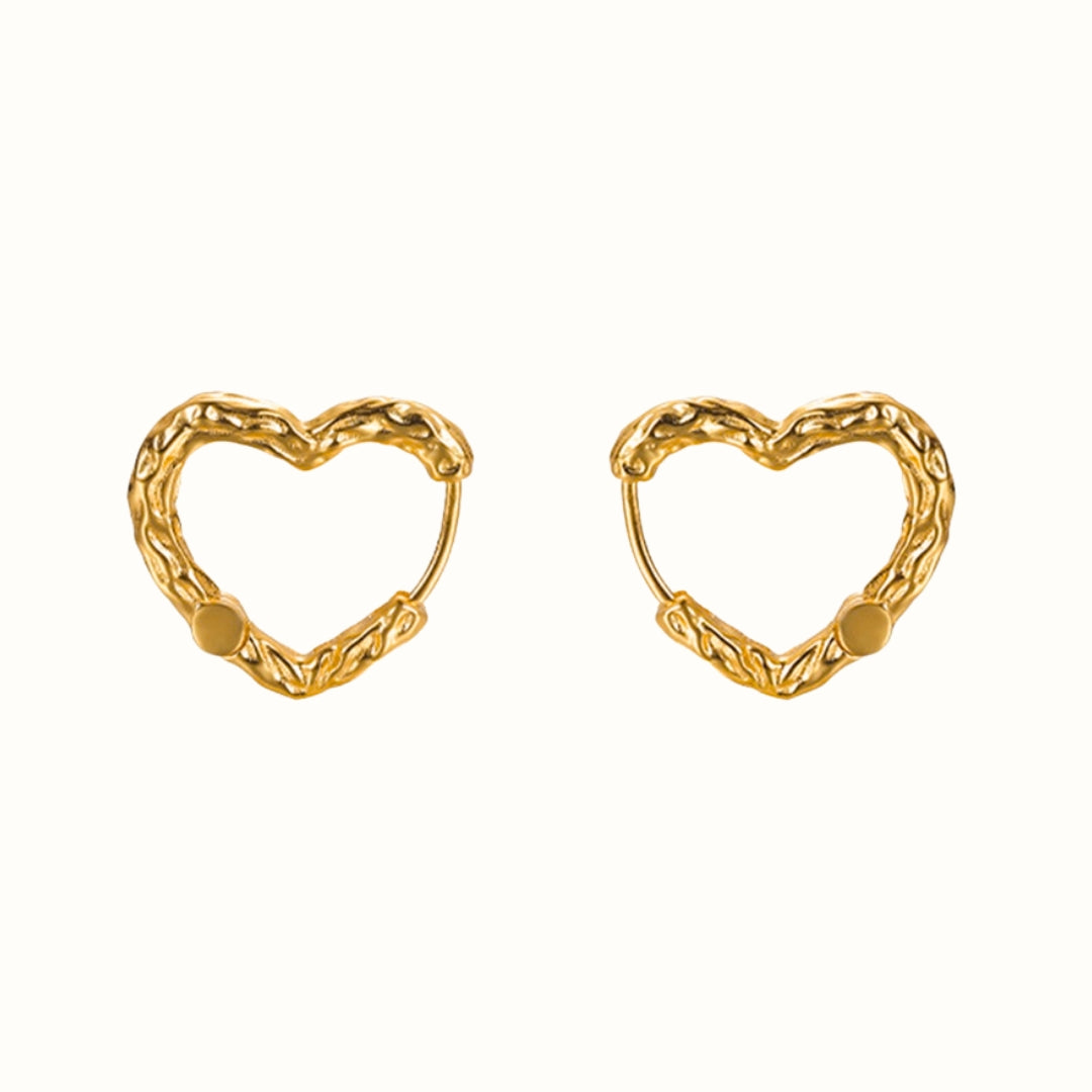 Textured Heart Hoops – 18K Guldbelagt